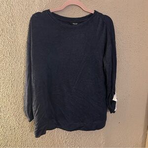 Simply Vera Long Sleeve Navy Shirt Size L Adjustable Sleeves Bows Coquette